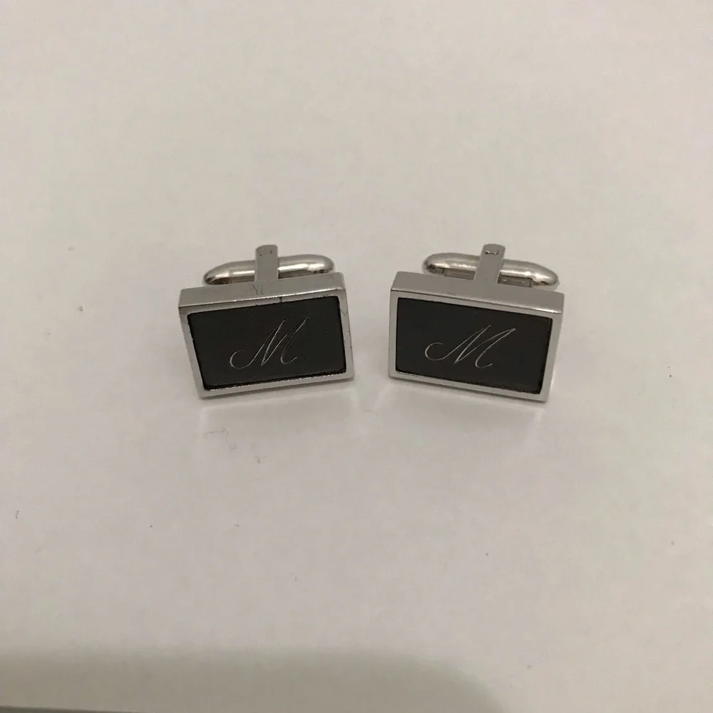 Elegant Silver and Gold Cufflinks Letter M Set